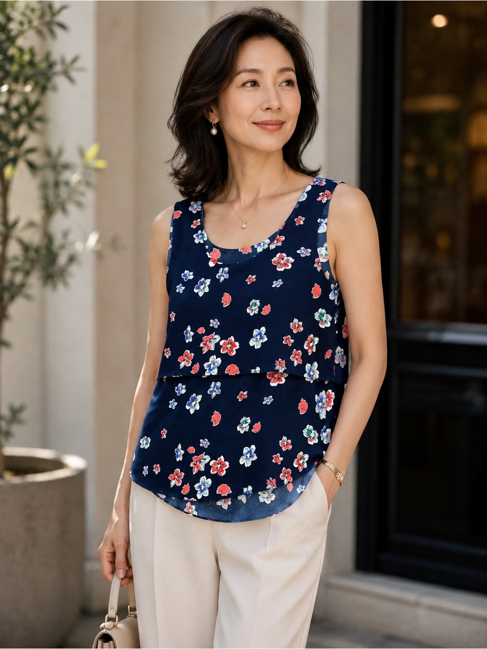 Ann Taylor Floral Tank Blouse Top Women’s M Shell Office Classic Momcore